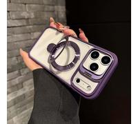 Genérico Magnetic Dual Stand Clear Case for iPhone 17/16/15/14/13/12/11 Series, for iPhone 17 Pro MAX Case with Folding Stand (For iPhone14pro,Dark Purple)