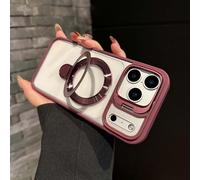 Genérico Magnetic Dual Stand Clear Case For iPhone 17/16/15/14 Series, For iPhone 17 Clear Case with Stand (Red,For iPhone16pro)