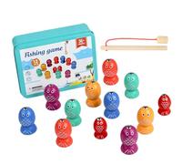 Genérico Magnetic Fishing Game, Wooden Fish Activity Toy, 4.96x3.74in Fine Motor Skill Builder, Sensory Learning Play Set, Educational Development Toy for Classroom, Preschool, Toddler
