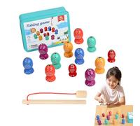 Generico Magnetic Fishing Game, Wooden Fish Toy, Sensory Skill Builder, Hand-Eye Coordination Activity, Preschool Indoor Play, 12.6x9.5x4 Cm/4.96x3.74x1.57 Inches, Multicolor, 1 Set