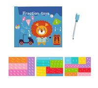 Genérico Magnetic Fraction Demonstration Book, Promisety Magnetic Fraction Tiles, Disk Set Puzzle Book for Kids Math for Teaching Enhance Mathematical Skills, Free Matching Learning Pen (C)