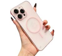 Genérico Magnetic Frameless for iPhone 17 Pro MAX Case,16/15/14 Series, Translucent Matte Skin-Feel Frosted Case with Lens Film[Compatible with Magsafe] (Pink,For iPhone17Air)