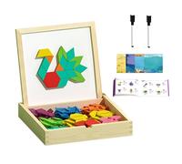 Genérico Magnetic Pattern Blocks - 22.5cm Wooden Learning Set | Wood & Paper Geometric Shape Puzzle, Early Math Stem Toy with 170 Pieces For Home School Travel Activity and Preschool Development