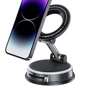 Genérico Magnetic Phone Holder for Car, Folding Mobile Bracket with Vacuum Suction, 360-Degree Rotation Dash Mount for Cell Phones, Compatible with Trucks, TVs, Trailers, Tractors, and Other Vehicles