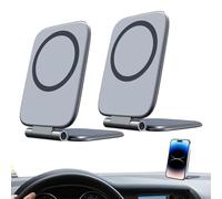 Genérico Magnetic Phone Mount, Foldable Cellphone Bracket, 5.75x2.32 Inches Base with Ultra-Thin Build, Strong Metal Support, Rotating Cradle with Slim Design, Dashboard Grip for Car Driving
