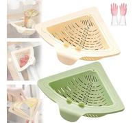 Genérico Magnetic Triangular Sink Corner Rack,Magnetic Sink Strainer & Drain Basket,Twist-Open Knob Design Bottom Pop Automatically,For Kitchen Food Waste Catcher & Kitchen Sponge Holder (Green)