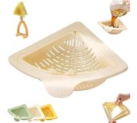 Genérico Magnetic Triangular Sink Corner Rack - Twist-Open Bottom Design, Punch-Free Drainage Filter Basket for Kitchen Sink Use, Kitchen Sponge Holder and Food Scraps Catcher (Beige)