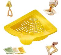 Genérico Magnetic Triangular Sink Corner Rack - Twist-Open Bottom Design, Punch-Free Drainage Filter Basket for Kitchen Sink Use, Kitchen Sponge Holder and Food Scraps Catcher (Yellow)