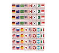 Genérico Mahjong Game Set - Melamine 2.4cm | Interactive Mahjong Toy Flag Pattern Tiles Blocks Game Set For Family Friends Party | For Men Women Kids Teens Home School Holiday Use