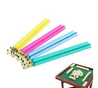 Genérico Mahjong Racks with Pushers, 4-Piece Set of 18.5 Inch US Mahjong Tile Racks, Modern Clear Acrylic Portable Holders with Built-In Pusher for Game Table Play, Storage, Travel, and Beginners Use