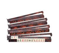 Genérico Mahjong Tile Rack - 4 Piece Anti Slip Organizer, Tortoiseshell Mahjong Rack with Pusher Game Accessory with Stable Design for Players Seniors Hobbyists Game Room Family Gathering Travel