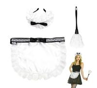 Genérico Maid Costume Accessories - Cloth Universal Size | 3-Piece Anime French Maid Set With Hair Hoop Apron Duster | White Cleaning Lady Dress-Up Accessory For Cosplay Parties And Role Play