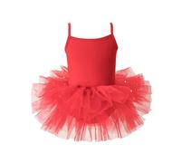 Genérico Maillot de Ballet para Niña Vestido Tutú con Tirantes Finosy Estrellas Doradas Leotardo Elástico para Clases de Danza y Recitales 3-10 Años (Red, 3-4 Years)