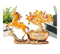 Genérico Majestic Horse Figurine - Spring Festival Decor for Abundance | Resin with Crystal Finish, Wealth Symbol Ornament, Bookshelf Accent, Dressing Table Display, Bedside Decoration, Home Office