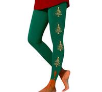 Genérico Mallas Deportivas para Mujer, con Estampado de árbol de Navidad, a la Moda, Informales, Huecas, para realce de Cadera, para Fitness, Yoga (Dark Green, XXL)