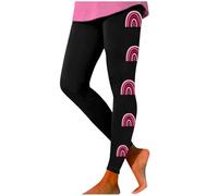 Genérico Mallas Push Up Mujer - Leggings Taille Haute pour Femmes Pantalons de Yoga Extensibles et Confortables au quotidien imprimés pour le mois de sensibilisation au Cancer du Sein (Black M)