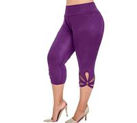 Genérico Mallas Push Up Mujer - Leggins Termicos Mujer Leggings Mujer Pantalones Casual Hueco Sólido Elástico Tamaño Cintura Plus Pantalones (Purple XXXXXL)