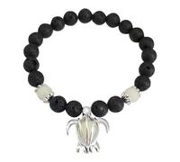 Genérico Maman Plata Joyería Pulsera de tortuga del océano versátil y creativo, calado, volcánico natural, Pulsera chapada en negro anillos, talla única, Cristal artificial, No es una piedra preciosa