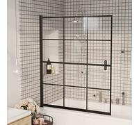 Genérico Mampara de Ducha ESG Negro 116x140 cm,Bricolaje,Fontanería,Piezas y Herramientas para componentes de fontanería,Artículos de Ducha,Puertas de ducha-150748