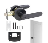 Generico Manija de la puerta del pasaje interior - Lockset sin llave sin llave | Negro Flat para baño, dormitorio, puerta de baño pesada doméstica.
