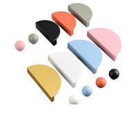 Genérico Manija de puerta de armario, perillas de gabinete de cocina semicirculares, manija del cajón del tocador, perillas coloridas, rosa, azul, verde y blanco for muebles(Large-black,4pcs)