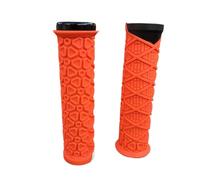 Genérico Manillares para Bicicletas Silicone Lock-On Handlebar Grips Anti-Slip Shock Absorption Downhill Bicycle Mountain Bike 22.2MM Handle Parts(Orange-Black)
