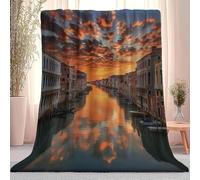 Genérico Manta 100 x 130 cm Flannel, Multicolor Agradable para la Piel Extra Suaves Y Esponjosas - Fotografía Canales Venecia Arquitectura Moderna Mantas De Franela Sofá Camping