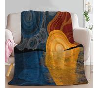 Genérico Manta con Estampado Abstracto Sol Mar Fantasía, Manta Azul Oscuro de Franela para Sofá Cama Extra Cálido Sobrecama 130 x 150 cm - Caliente Transpirable para Otoño e Invierno