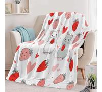 Genérico Manta con Estampado Dibujos Animados Animales Hámster Fresa, Manta Marfil de Franela para Sofá Cama Extra Cálido Sobrecama 130 x 150 cm - Caliente Transpirable para Otoño e Invierno