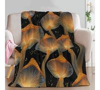 Genérico Manta con Estampado Fantasía Bosque Planta Hongo, Manta Amarillo Claro de Franela para Sofá Cama Extra Cálido Sobrecama 180 x 200 cm - Caliente Transpirable para Otoño e Invierno