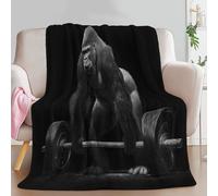 Genérico Manta con Estampado Hiperrealista Simple Animal Gorila, Manta Negro de Franela para Sofá Cama Extra Cálido Sobrecama 180 x 200 cm - Caliente Transpirable para Otoño e Invierno