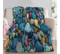 Genérico Manta con Estampado Surrealismo Playa Guijarros Elegante, Manta Azul de Franela para Sofá Cama Extra Cálido Sobrecama 100 x 130 cm - Caliente Transpirable para Otoño e Invierno