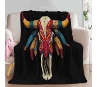 Genérico Manta con Estampado Tradicional Animal Vaca Indio, Manta Negro de Franela para Sofá Cama Extra Cálido Sobrecama 100 x 130 cm - Caliente Transpirable para Otoño e Invierno