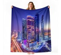 Genérico Manta con Rascacielos, 130x150 cm Manta Vista Nocturna De La Ciudad, Bonita Mantas acogedora versátil Suave cálida y Ligera para sofá Cama Camping Viajes