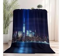 Genérico Manta de Forro Polar con Estampado de Paisaje Nocturno Nueva York 70x100 cm, Suave y cálida Estilo Edificios De La Ciudad Manta, Ligera y Transpirable Ideal para sofá o salón