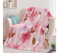 Genérico Manta de Franela de Forro Polar para Niños y Adultos 180 x 200 cm, Mantas para Sofa Estampado Acuarela Flores Minimalista Flor De Cerezo - Manta Rosa Suave Cálida Transpirable Ligera