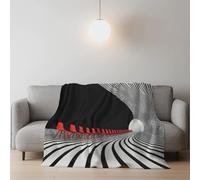 Genérico Manta de Franela Manta de Cama de Doble Cara y Extra Gruesa Frazada de Sofá Ligera y Suave al Tacto Invierno Mullida y Térmica 150 x 200 cm Negro Rojo Artístico Personalidad Silla
