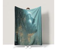 Genérico Manta de Franela Manta de Cama de Doble Cara y Extra Gruesa Frazada de Sofá Ligera y Suave al Tacto Invierno Mullida y Térmica 130 x 150 cm Azul Ciencia ficción Aterrador Persona