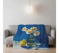 Genérico Manta de Franela Manta de Cama de Doble Cara y Extra Gruesa Frazada de Sofá Ligera y Suave al Tacto Invierno Mullida y Térmica 230 x 230 cm Azul Creativo Curioso Huevo Frito