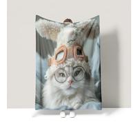 Genérico Manta de Franela Manta de Cama de Doble Cara y Extra Gruesa Frazada de Sofá Ligera y Suave al Tacto Invierno Mullida y Térmica 230 x 270 cm Beige Divertido Animal Gato Ragdoll