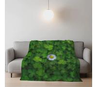 Genérico Manta de Franela Manta de Cama de Doble Cara y Extra Gruesa Frazada de Sofá Ligera y Suave al Tacto Invierno Mullida y Térmica 200 x 240 cm Verde Blanco Fresco Plantas Trébol