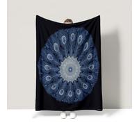 Genérico Manta de Franela Manta de Cama de Doble Cara y Extra Gruesa Frazada de Sofá Ligera y Suave al Tacto Invierno Mullida y Térmica 130 x 150 cm Azul Lujoso Animal Pluma