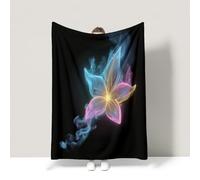 Genérico Manta de Franela Manta de Cama de Doble Cara y Extra Gruesa Frazada de Sofá Ligera y Suave al Tacto Invierno Mullida y Térmica 150 x 200 cm Rosa Colorido Planta Flor