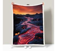 Genérico Manta de Franela y Borreguillo para Cama Sofá, Magma Manta Polar Microfiber, Lava Volcánica Roja Mantas Reversible, Suave Cómoda, Cálida Esponjosa, para Toda Estación 180 x 200 cm