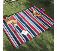 Genérico Manta de Picnic Plegable Terciopelo Rayas Rojo Azul 200x150 cm,Actividades al Aire Libre,Camping y senderismo-4004207