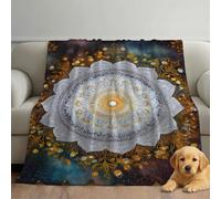 Genérico Manta Extra Suave Cálida y Cómoda, Ideal para Cama Sofá Sillón y Viaje, Galaxia Arte Mandala Místico Mantas Ligera, Blanco Manta Blanda Caliente para Uso Diario 150 x 200 cm