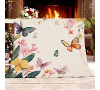 Genérico Manta Flores Y Mariposas de Acuarela Manta de sofá de Viaje, Cobija refrescante Transpirable, Batamanta Mujer, Suave y cómoda de sofá Vistoso, para otoño e Invierno XL 150x200 cm