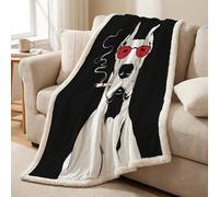 Genérico Manta Forro Polar Sherpa - 150 x 150 cm, Reversible, Suave, Cálida y Acolchada, Ligera, Todas Las Estaciones, para Sofá y Cama, Blanco Negro, Humorístico Fumando Perro