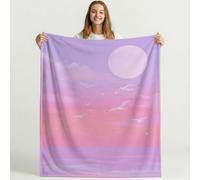 Genérico Manta Franela con Etéreo Tranquilo Mar Gaviota, Suave, Cálida y Acogedora, Microfibra Premium, Morado Rosa 130cm x 150cm, Ideal para la Cama o Momentos, Transpirable, Ligera y Fácil de Lavar