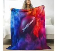 Genérico Manta Franela para Cama Azul Violeta, Ultra Suave Mantas Estampado Exquisito Deportes Rugby para Sofa 150 x 200 cm - Cálida y Acogedora para Cama Sofá Oficina Coche Viajes Camping